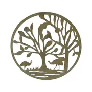 Lasercut Round Emu Family Metal Wall art, 60cm