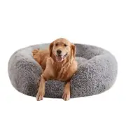 Calming Donut Dog Bed for Large Dogs Up to 80Lbs, Round Fluffy Plush Pet Bed,...