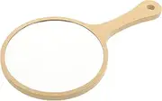 OHPHCALL Wooden Glass Mirror with Light Portable Holder Handheld Vanity Mirror Screen