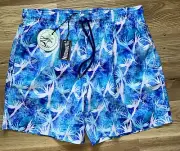 100% AUTHENTIC VILEBREQUIN Swim Trunks Size XXL 2XL Paradise Leaf Print NWT Blue