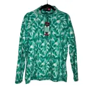 Eddie Bauer Women's Turquoise Leaf Ikat Quarter Zip Polar Fleece Pullover XL
