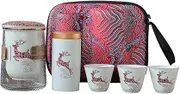 NUZAMAS Portable Travel Tea Set Quick-Off Cup One Pot One Tea Can Three Cups Ceramic Travel Kung Fu Tea Set for Outdoor Camping Home Office Gifts