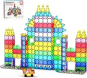 PicassoTiles 152pcs Clear Magnetic Tiles Set, Expansion Pack, Creative Magnet Building Blocks, Kindergarten Preschool Toddler Classroom Toys, Educational Learning STEM Toys for Boys and Girls