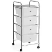 Bunpeony Rolling Steel Storage Kitchen Cart With Plastic Drawers 4-Tier White