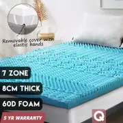 Memory Foam Mattress Topper 7-Zone 8cm Cool Gel Bamboo Fabric Queen