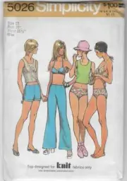 Vintage 70s Simplicity Sewing Pattern HIP-HUGGERS SHORT SHORTS TOP BIKINI 12