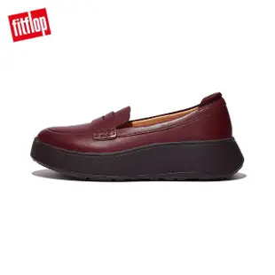 【FitFlop】F-MODE LEATHER FLATFORM PENNY LOAFERS經典造型皮革樂福鞋-女(梅紅色)