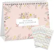 Mokani Desk Calendar 2025-2026, Small Monthly Desktop Calendar 2025 (8"x6") from Jan.2025 to Jun.2026, 18 Months Academic Year Standing Desk Calendars with Planner Stickers
