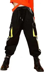[FEOYA] Kid Hip Hop Trousers Top Set 2 Pcs Girls Casual Cargo Pants Short T-Shirt Fashion Casual Suits Retro Streetwear Stylish Outfit with Pocket Summer Sport Clothe for Child 6-15 Years