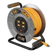 Masterplug 100ft Cord Reel Metal Cable Drum Retractable Extension Lead with W...