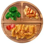 Acacia Wood Portion Control Plate Divided Plate for Adults Bariatric Dinner