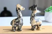 Carved 3" Natural Picture stone Giraffe Reiki Quartz Crystal Skull gift 1pc