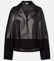 [Loewe] Loewe Suede-trimmed leather jacket UK 12 black