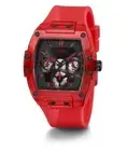 Guess Men's 43mm Stunning Black Sunray Dial Red Case Red Silicone Watch GW0203G5