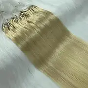 24'' Hair Extensions Micro Loop Rings Beads Human Hair Extensions Remy Hair Extensions Double Drawn - 1g/s 50s/pack - (24" #60 White Blonde/Platinum Blonde)