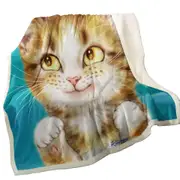 Adorable Smiling Tiger Tabby Kitty Cat Throw Blanket