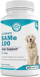 SAMeLQ 100, Liver Support for Dogs, SAM e Chewable Hepatic Support for Dogs, Promotes Cell Membrane Strength, Bacon Flavor (60 Counts)