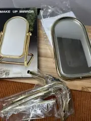 Vintage Brass Vanity Mirror Swivel Original Box New MCM 6x11” 70s Make Up