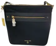 MICHAEL KORS Handbag Jet Set Charm Nylon Black Gabardine Messenger Crossbody