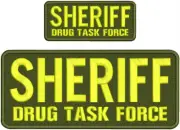 SHERIFF DRUG TASK F EMB PATCH 2X5 AND 4X10 HOOK ON BACK OD GREEN YELLOW