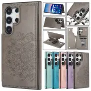 For Samsung S24 S23 S22 S21 S20 Note20 9 Ultra Case Leather Card Slot Back Cover