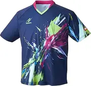 [NITTAKU] J. T.T.A (Japanese Table Tennis Association) Certified Table Tennis Shirt, Unisex, Sweat Absorbent, Quick Drying, Stretchy, Bright Burst Shirt, Navy