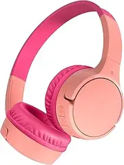 Belkin SoundForm Mini Kids Wireless Headphones w/Built-in Microphone, USB C Fast Charge, 30H of Playback Time, & Fun Stickers - Over-Ear Headset [Pink]