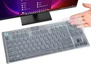 Keyboard Cover Skin for Logitech G915 TKL Tenkeyless Lightspeed Wireless RGB Mechanical Gaming Keyboard, Logitech G915 TKL Silicone Keyboard Protector, Clear