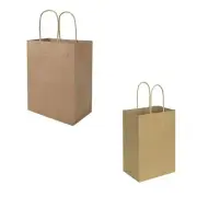 Each 100 Pack Small&Medium Brown Craft Paper Gift bags with Handles Bluk for ...