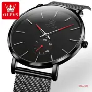 OLEVS Quartz Men's Watch Ultra-thin Case, Waterproof, Mesh Steel Bracelet