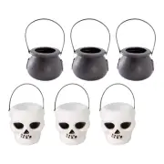 6 Pcs Halloween Supply Skull Design Candy Holder Cauldron Cookie Cutter