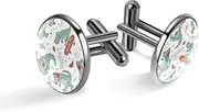 [Generic] Men's Cufflinks, Music Lover Dinosaur Skateboard Dino Pattern Cuff Links for Men, Classic Cufflinks Black for Suit Shirt Wedding Business Birthday Jewelry Gift