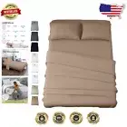 Luxurious 600 Thread Count Cotton Queen Bed Sheets & Pillowcase Set - Foxy Brown