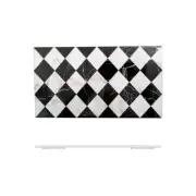 Melamine 325x176mm Plastic Tray Plate Platter Faux Marble Checker Serving
