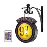 Platform 9 3/4 Night Light with Remote Control 16 Colors Hanging Room Decor Wall Lamp 9 Sign Decoration Wall Lights Photo Color