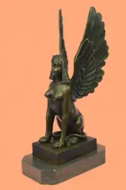 SIGNED BRONZE SCULPTURE SPHINX STATTUTE STATUE ON MARBLE BASE BY ALDO VITALEH