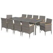 10 Seat Outdoor Dining Setting Table Chairs Garden Patio Furniture Rattan Grey