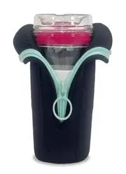 IOco 16oz Travel Cup Jacket Accessory - Black - Ocean Blue Zipper