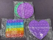 4 Pack Pop On It Push Sensory Fidget Stress Relief Toy - 3 Shapes