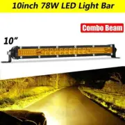 10inch LED Light Bar Amber Spot Flood Combo Work Fog Driving Offroad SUV ATV