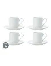 [Maxwell & Williams] Cashmere Straight Demi Cup 100ml And Saucer Set of 4 in White