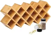 Criss-Cross 18-Jar Bamboo Countertop Spice Rack Organizer, Kitchen Cabinet Wall