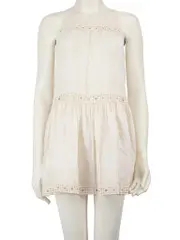 Cream Lace Pattern Tiered Dress