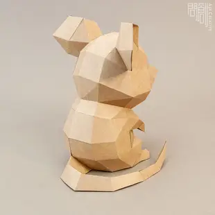 問創設計 DIY手作3D紙模型 禮物 擺飾 小動物系列 -機靈大耳鼠