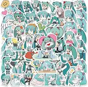 50pcs Hatsune Miku Stickers Japan Virtual Singer Vinly Decal Suitcases Documents Skateboard Cars Luggage Helmets ipads Boats Surfboards for Kids Teens