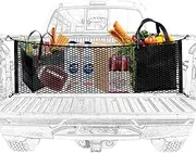 MOJIOO Truck Bed Cargo Net, Elastic Mesh Net Organizer with Metal Hooks, Black, Compatible with Pickup Truck Bed