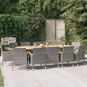 13 Piece Garden Dining Set with Cushions Grey Patio Bar Sets