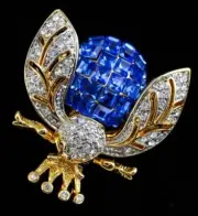 Vintage Signed Bee Alive Queen Bee Pin/ Pendant with Blue Austrian Crystals