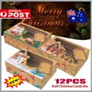 12 PCS Christmas Candy Cookie Boxes Bakery Gift Boxes Cupcake Muffin Cake Box QS