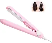 Mini Hair Curler, 2 in 1 Mini Ceramic Curler and Hair Straightener, Werdeny Ceramic Mini Hair Curler for Short Hair, Mini Curling Iron 1/2 Inch Barrel Short Hair (Pink)